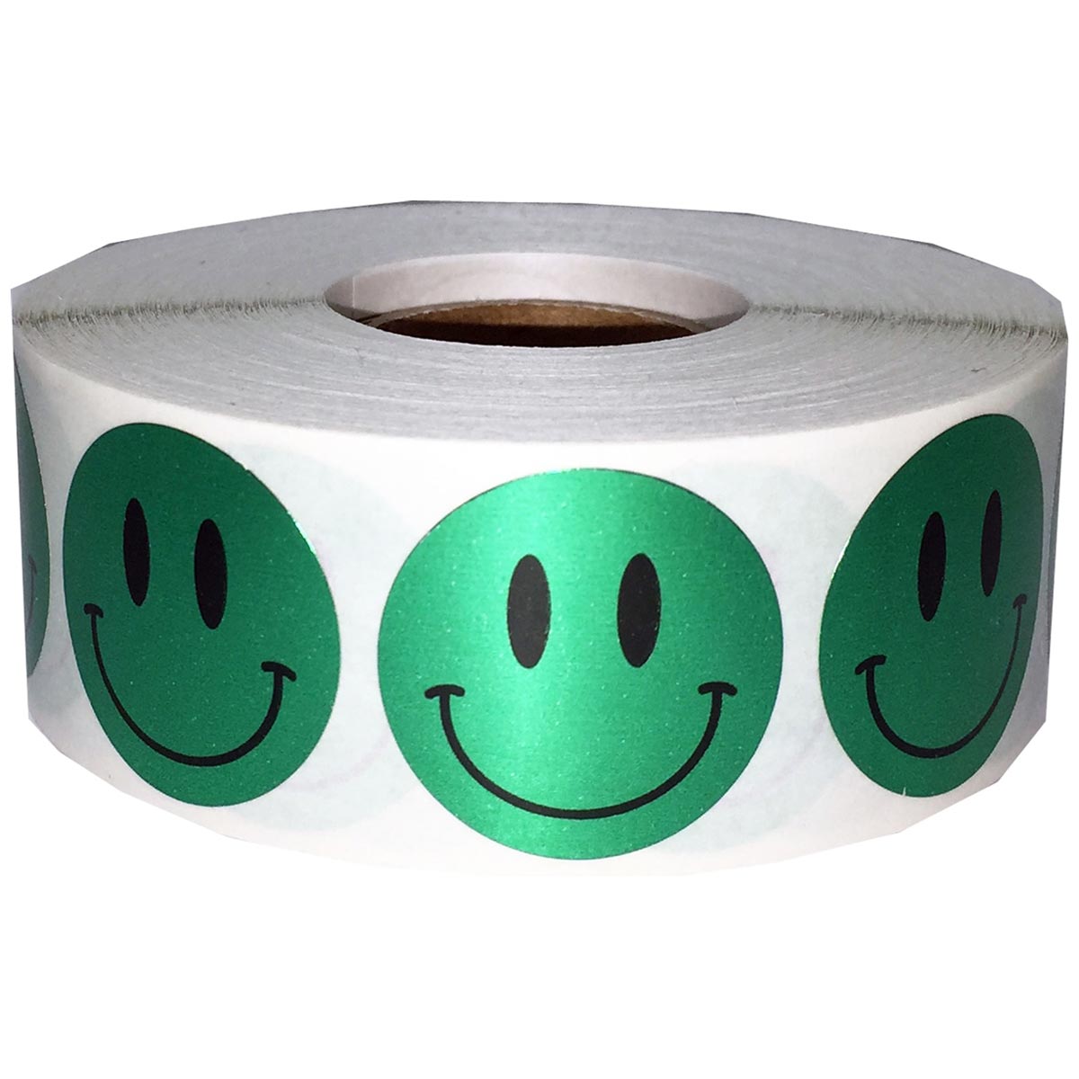 Metallic Green Smiley Face Stickers Instocklabels