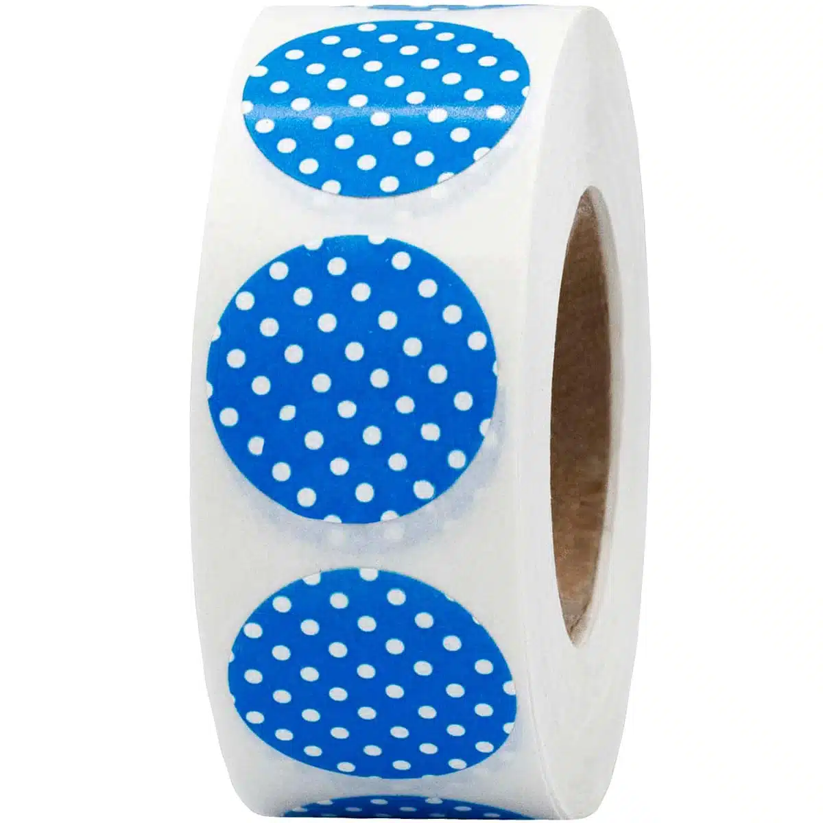 QTY 500 Blue With White Polka Dot Labels 3/4" Round