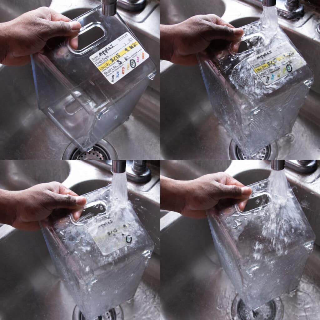 dissolvable labels on containers washing off