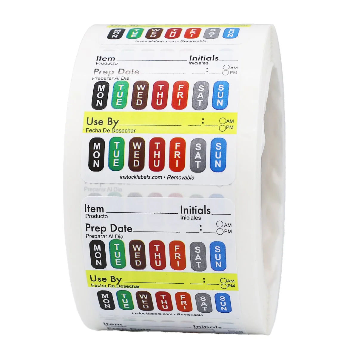 Removable Food Prep Day Rotation Labels 2" x 2" Quantity 500