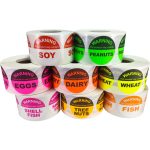 Round Allergy Warning Bulk Pack Labels in Multiple Colors