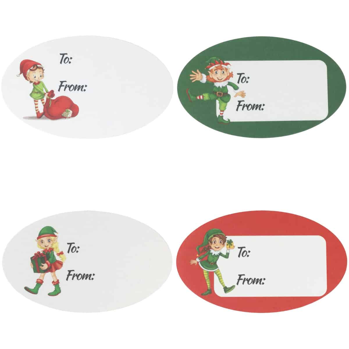 Elf Presents Gifts Tags Christmas Holiday To: From: Labels | 1.5 x 2.5  inch - 100 Pack