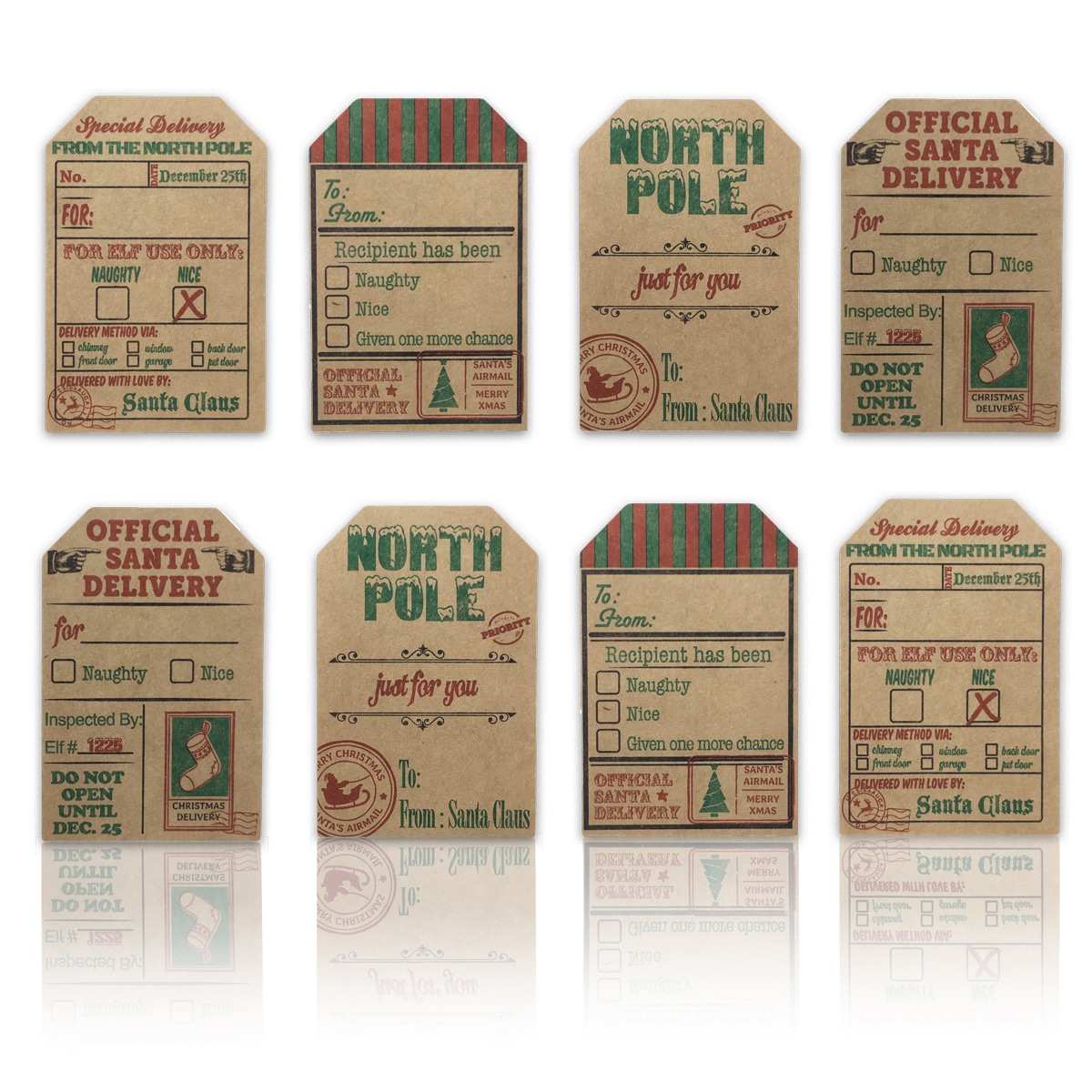 Pack of 10 Handmade Patterned Vintage Christmas Tree Kraft Gift Tags for  Presents 