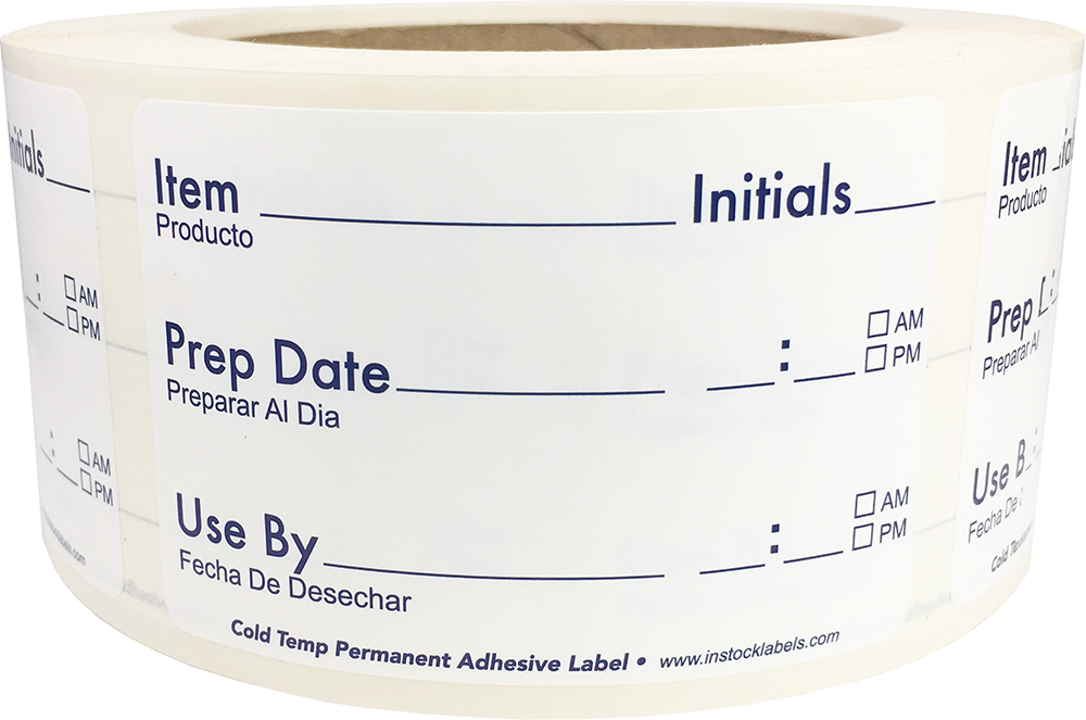 Basic Writable Food Prep Labels 2" x 3" Cold Temp Permanent Adhesive