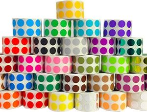 Amzer Pack of 1000 1-Inch Round Shape Self-Adhesive Color Coding Labels Circle Dot Stickers,11 Bright Colors,Print or Write Sheet(20 Sheet) Coffee