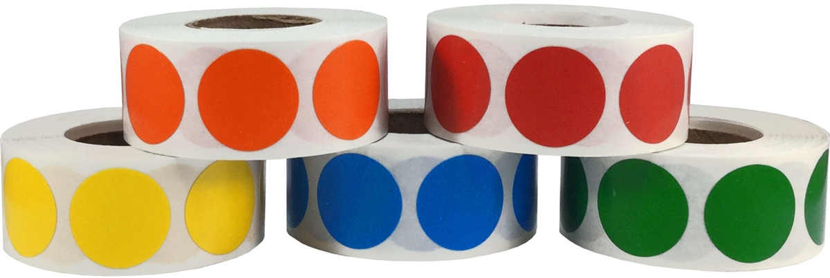 Color Code Labels Primary Bulk Pack 3/4" Round