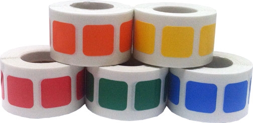 Primary Five Pack Color Coding Labels | 3/4" Square