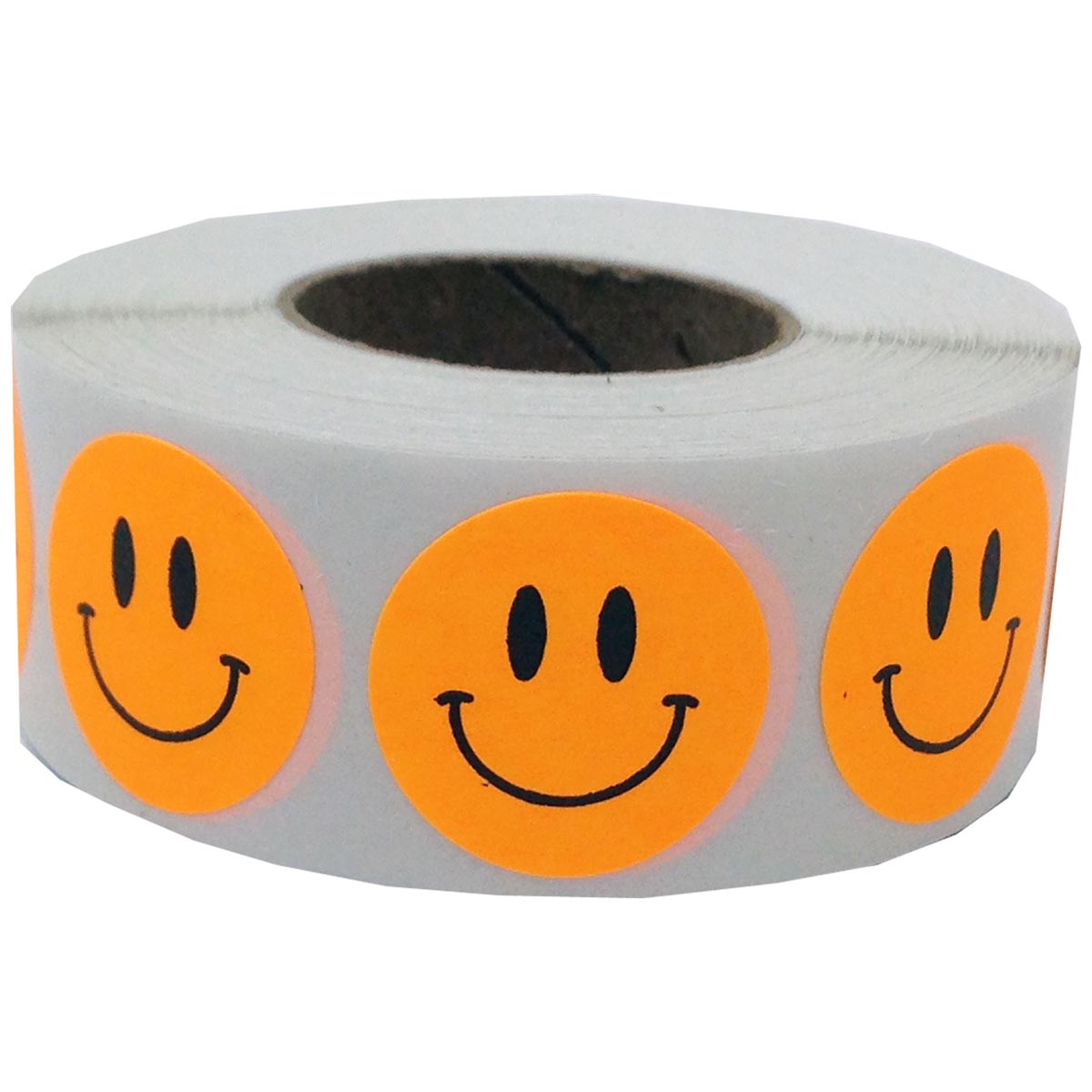 Fluorescent Red Smiley Face Stickers 3/4