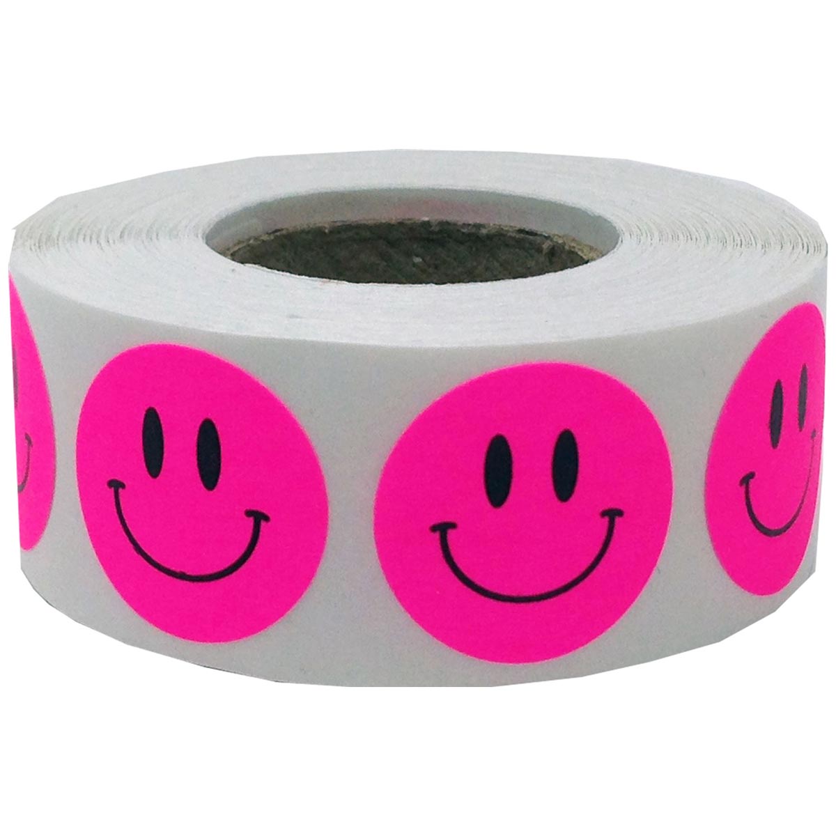 Fluorescent Pink Smiley Face Stickers 3/4