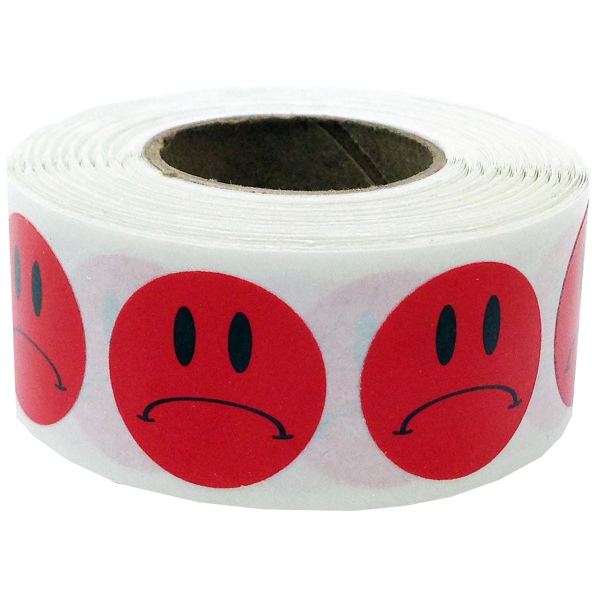 Red Sad Frowny Face Stickers 3/4