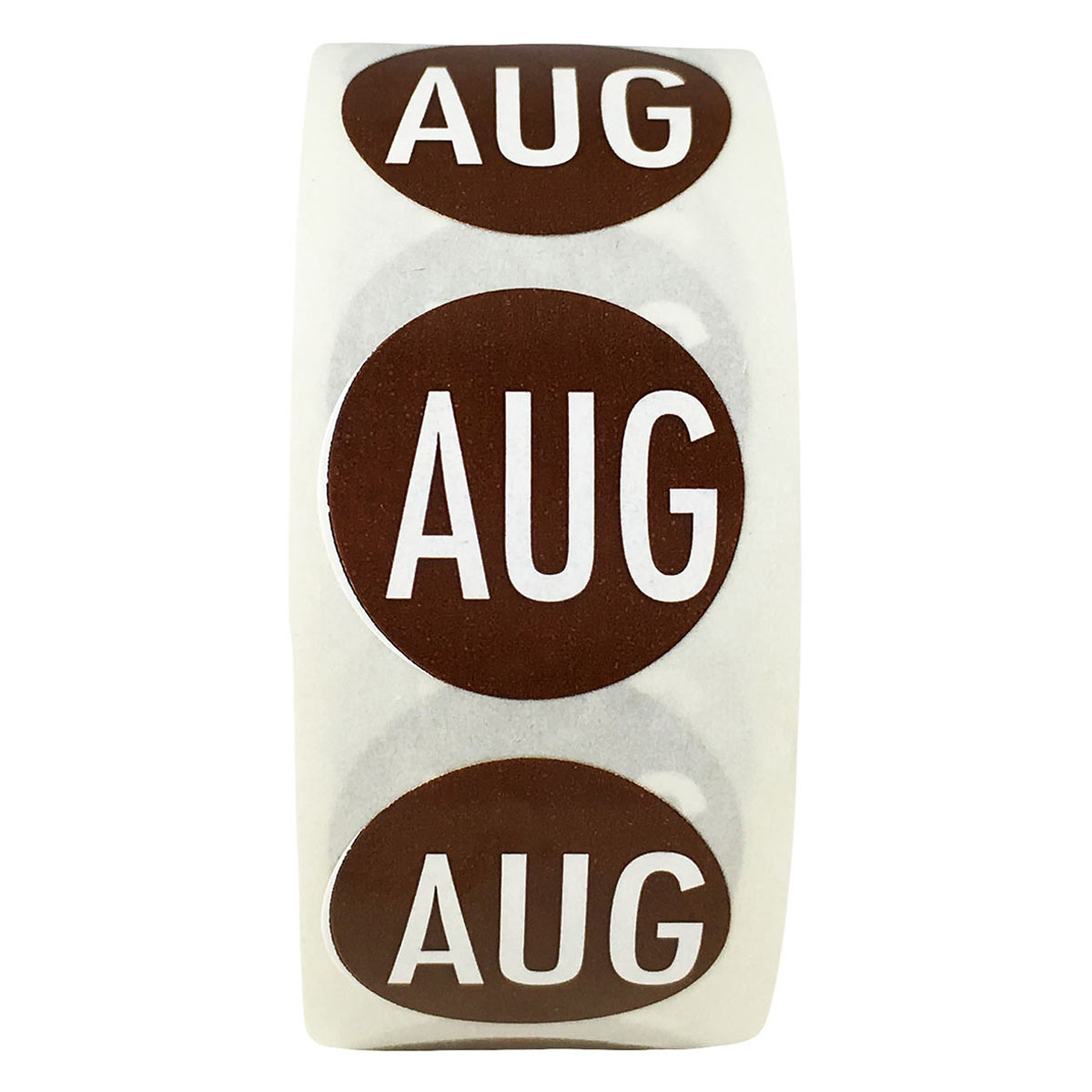 August Color Coded Month Stickers 3/4" Round