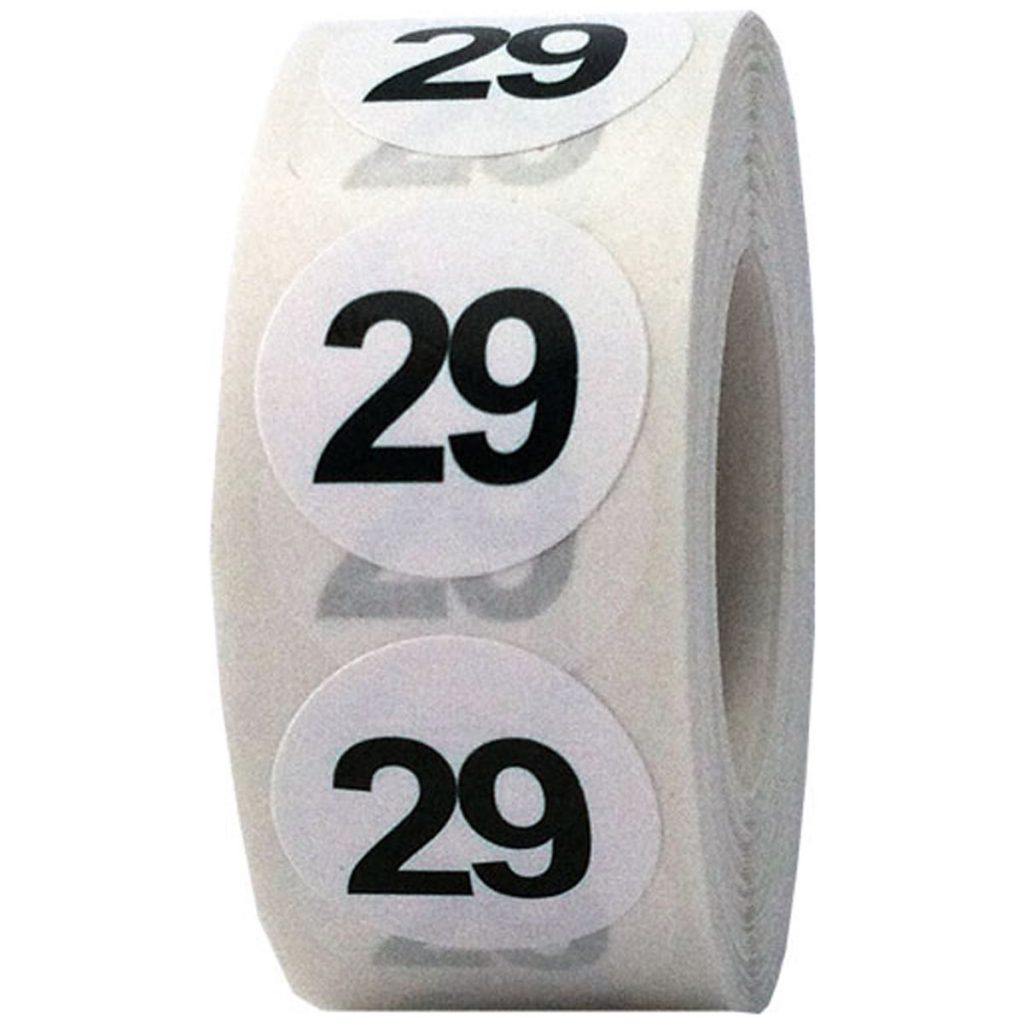 White Number 29 Stickers 3/4