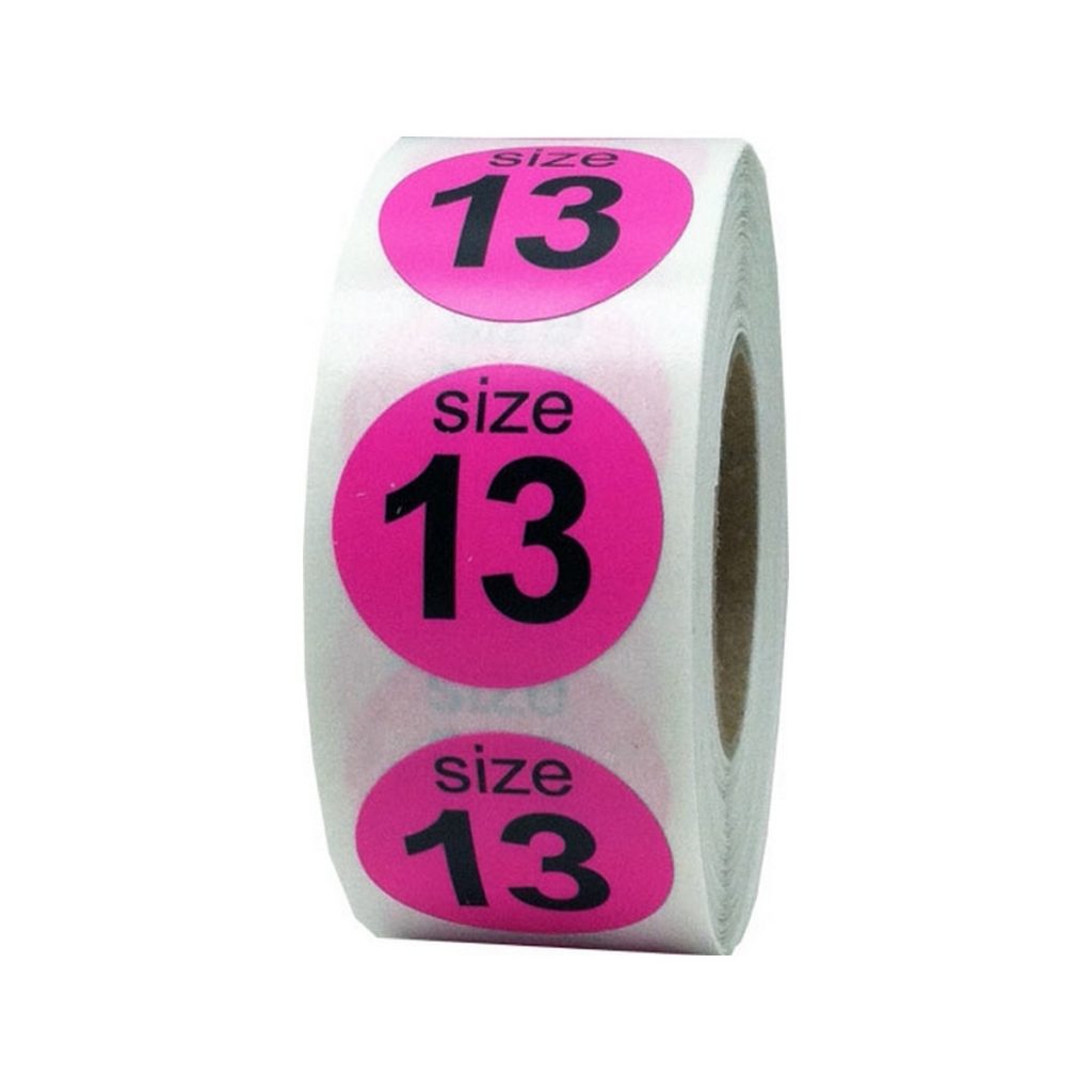 Round Color Coded Shoe Size Stickers