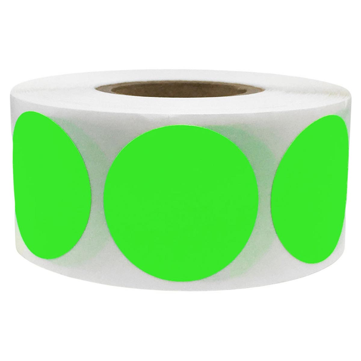 Fluorescent Green Colored Labels 1" Round | InstockLabels.com