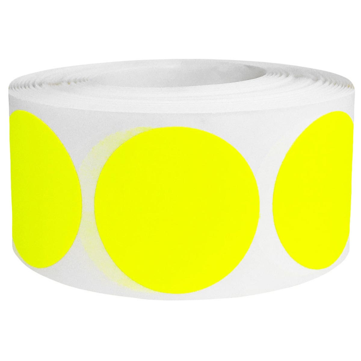  Fluorescent  Yellow Labels 1 Round InstockLabels com