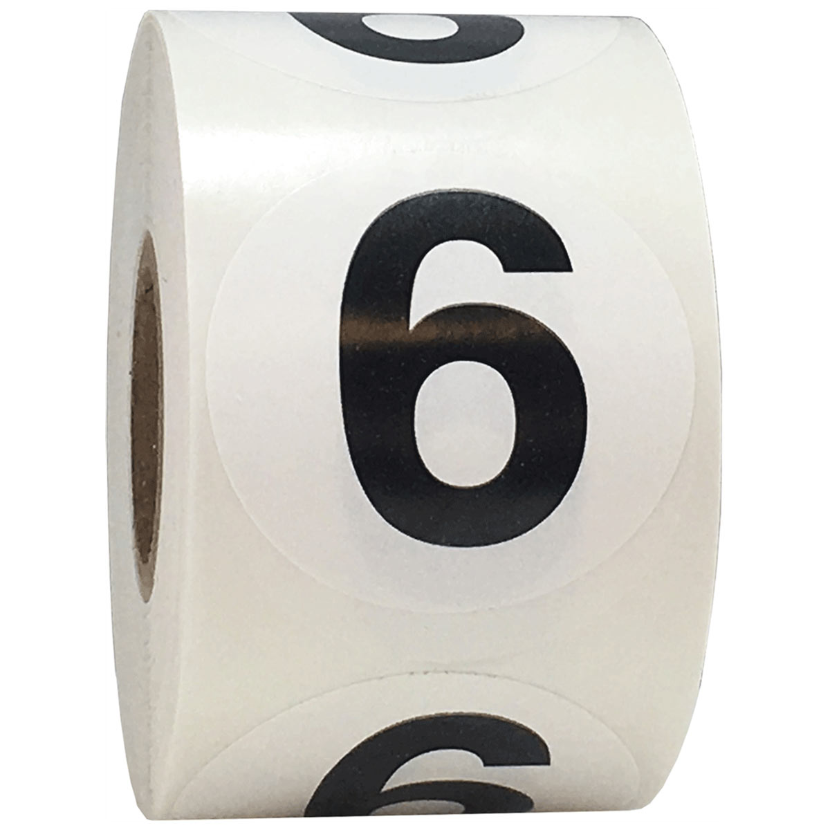 Number 6 Stickers Black/White 1.5" Round