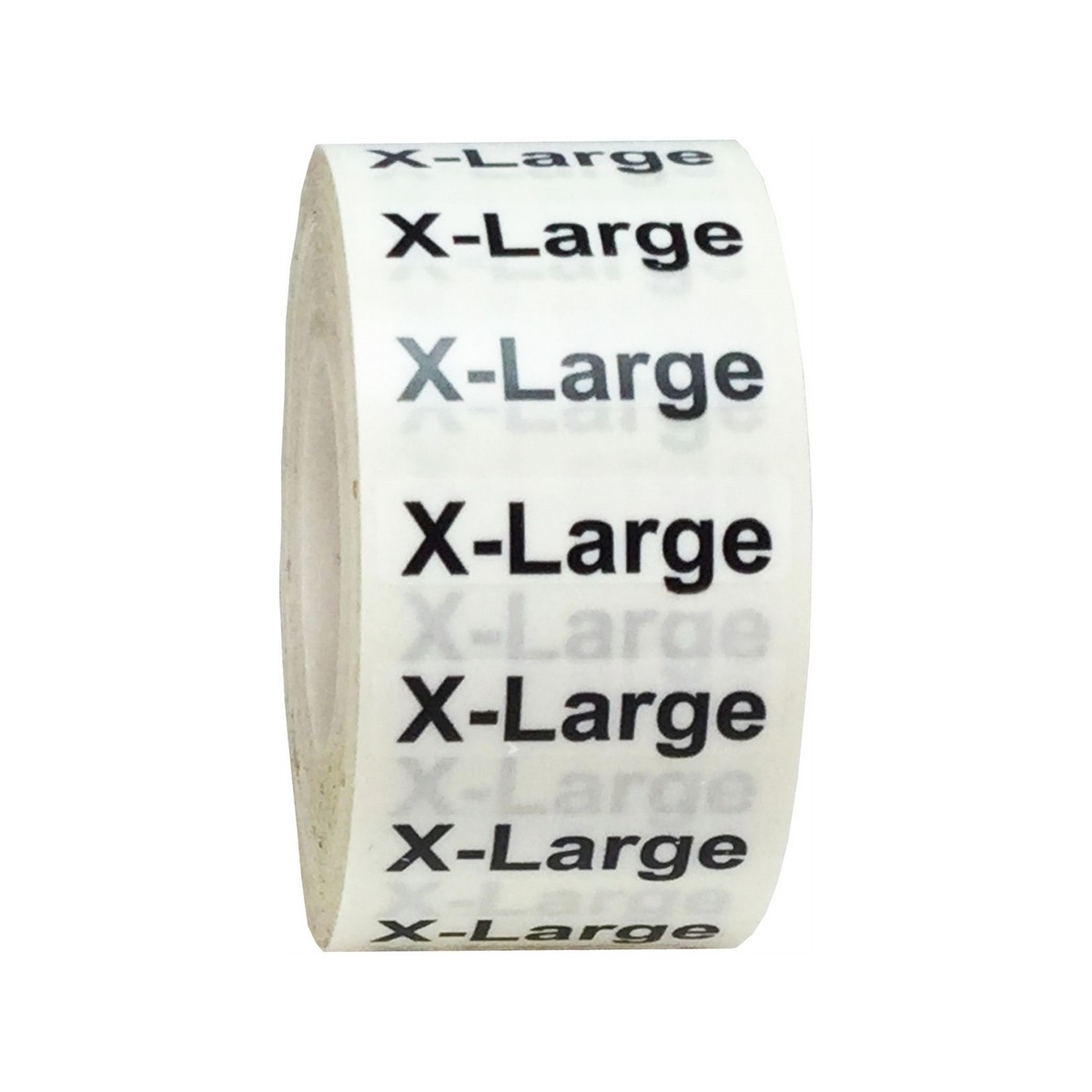 XXS-5XL Clear Clothing Size Strip Labels 125 Strips on a Roll 1.25 x 5 Inches 