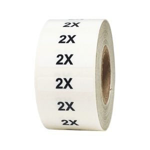 White Round Clothing Size Stickers 2X Adhesive Labels For Retail Apparel 
