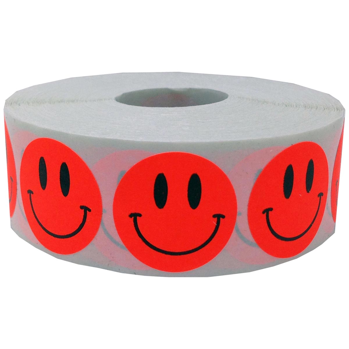 Fluorescent Red Smiley Face Stickers 1