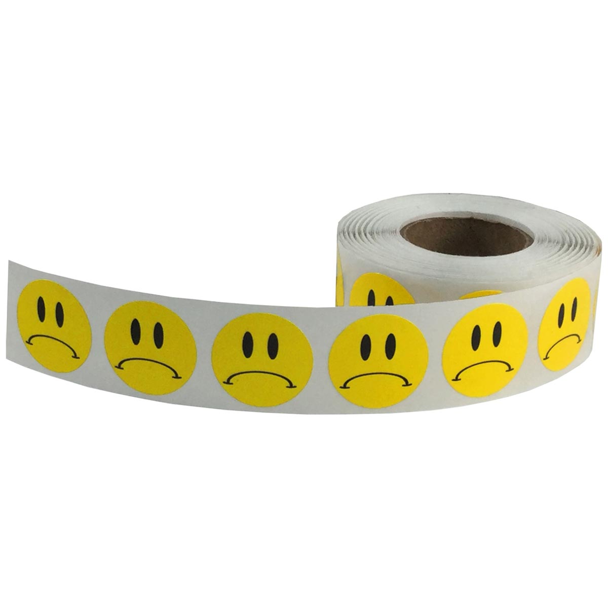 Yellow Sad Frowny Face Stickers 3/4" Round