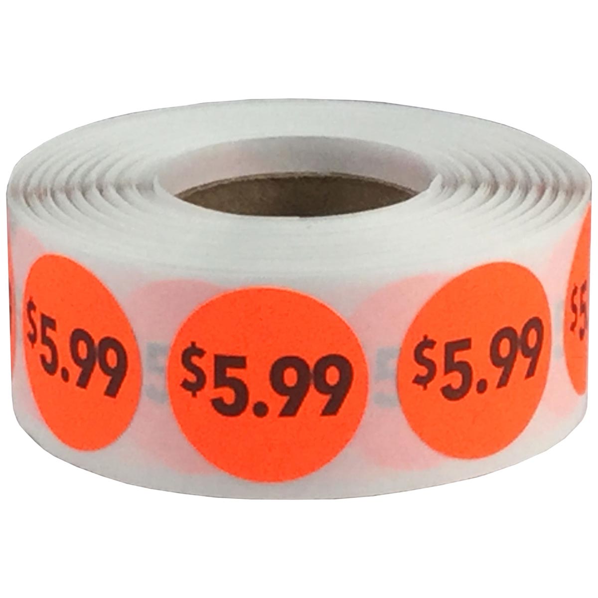 Fluorescent Red $5.99 Pricing Stickers 3/4" Round | InStockLabels.com