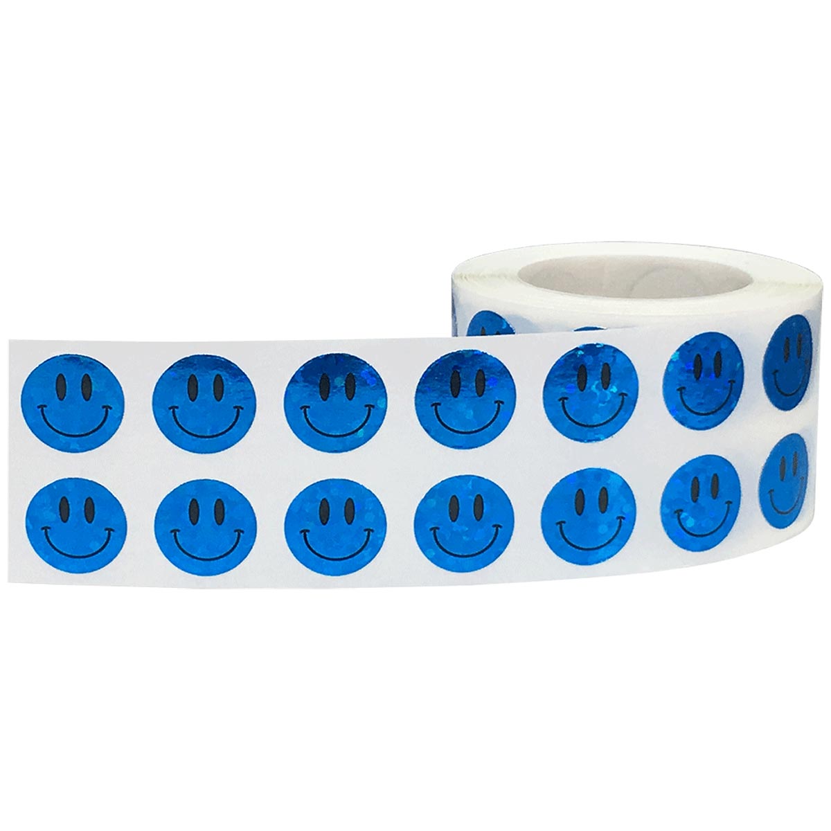 Small Metallic Blue Smiley Face Stickers 1/2