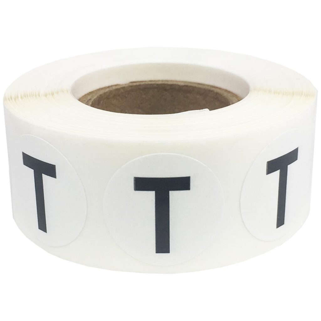 Letter T Stickers 3/4