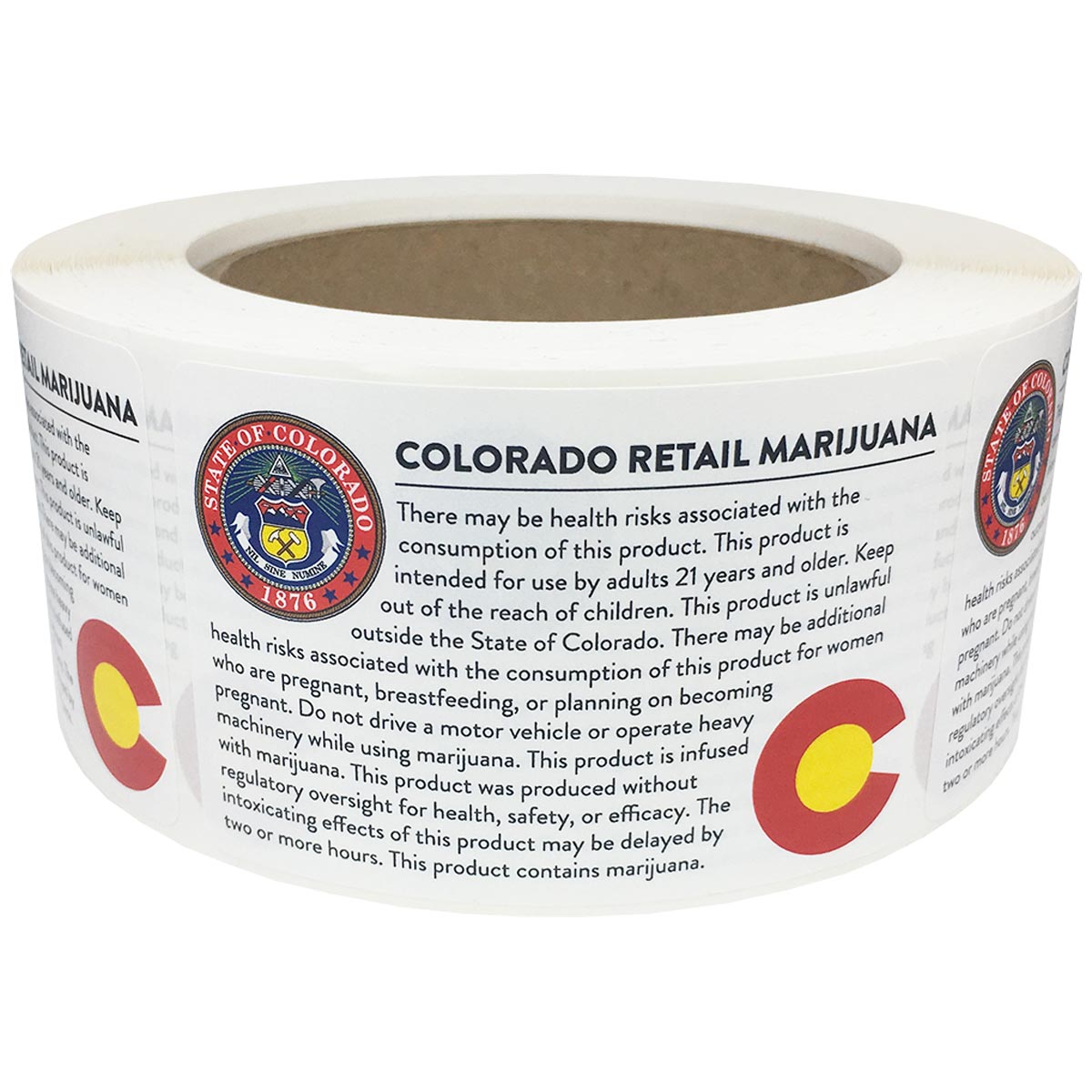 Colorado Retail Marijuana Health Risk Warning Labels 2" x 3" | In Stock