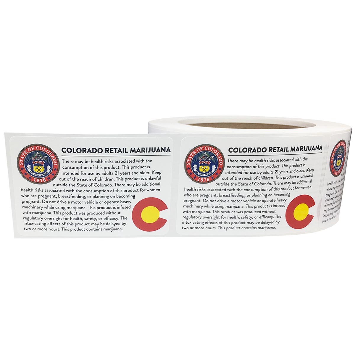 Colorado Retail Marijuana Health Risk Warning Labels 2" x 3"