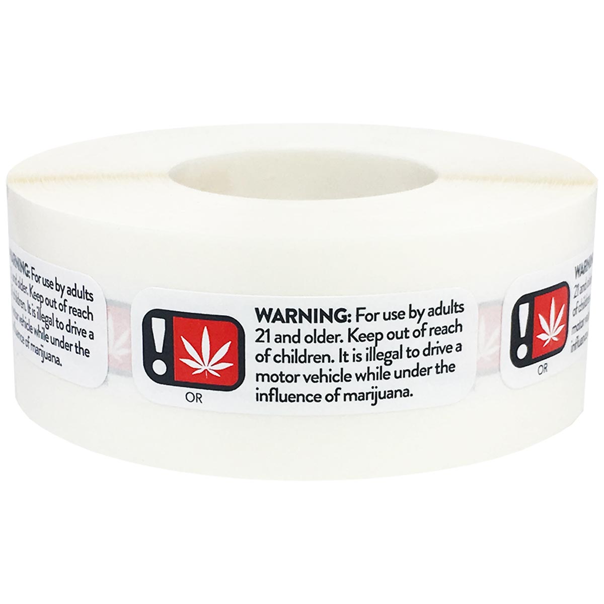 Oregon For Use By Adults 21 and Older Marijuana Warning Labels 0.5" x 1.5"