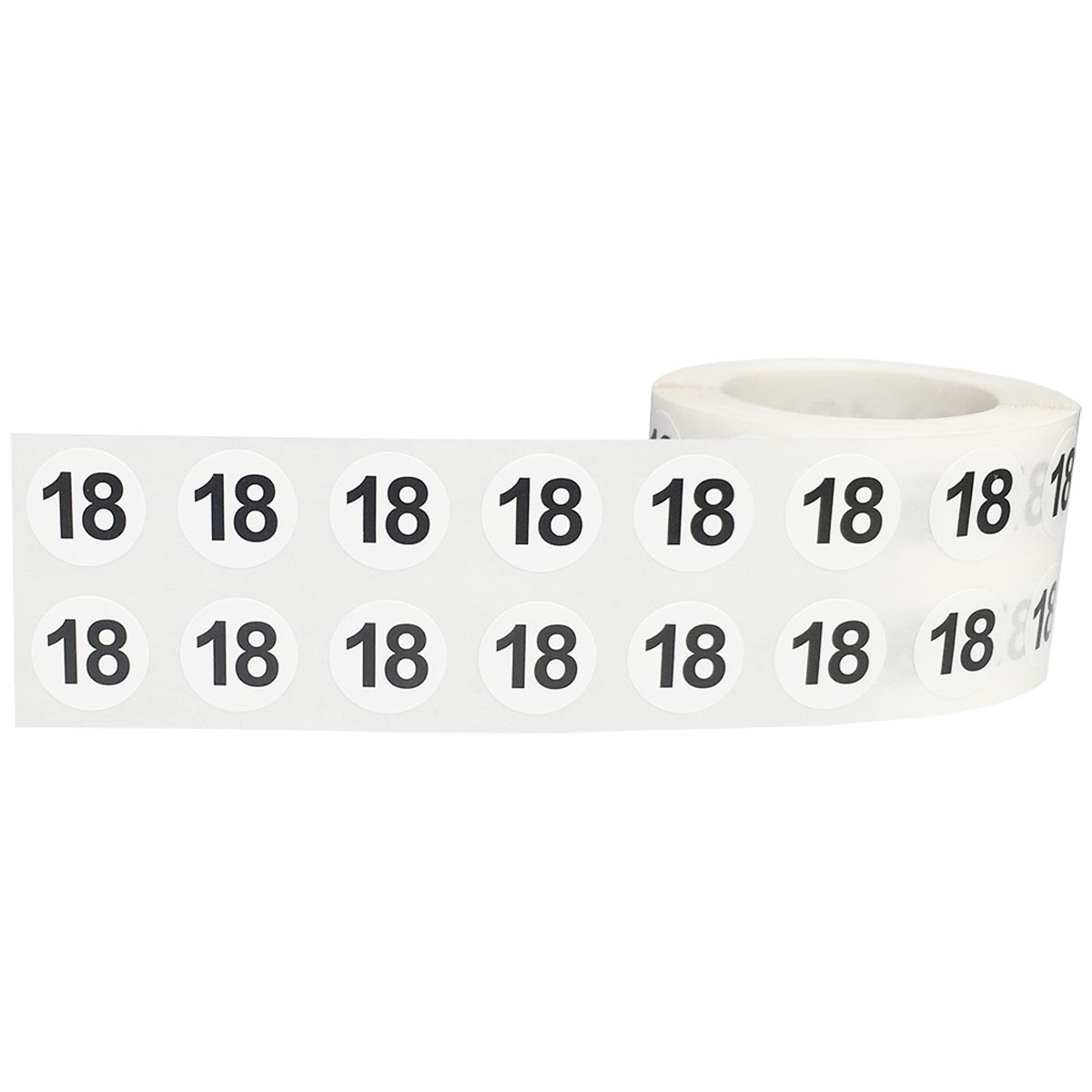 Small Number 18 Stickers 1/2 Round