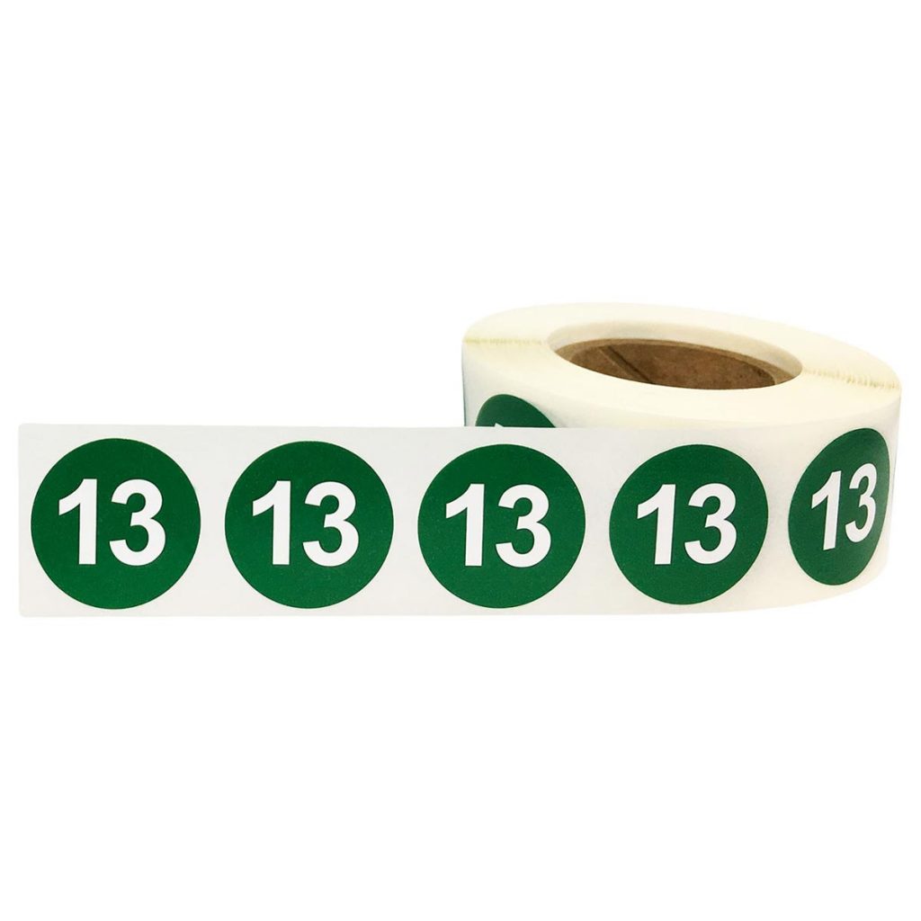 Color Coding Number 13 Stickers 3/4