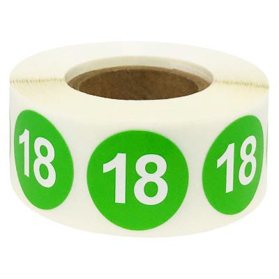 Color Coding Number 18 Stickers 3/4