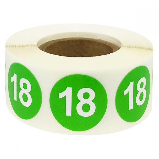 Color Coding Number 18 Stickers 3/4