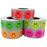 Bulk Pack Fluorescent Smiley Face Stickers 3/4″ Round