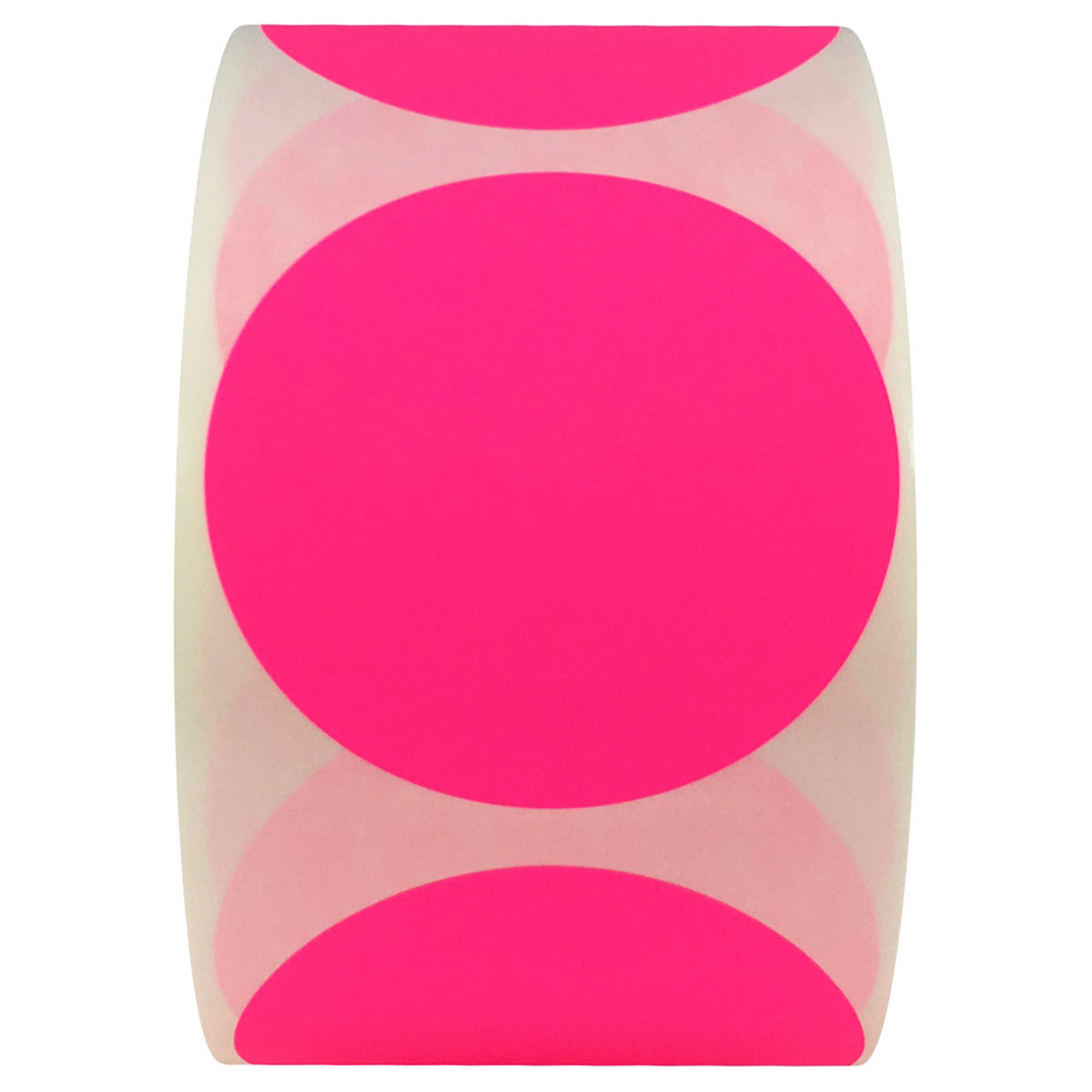 LabelValue  Fluorescent Pink Circle Stickers and Labels - 1.5