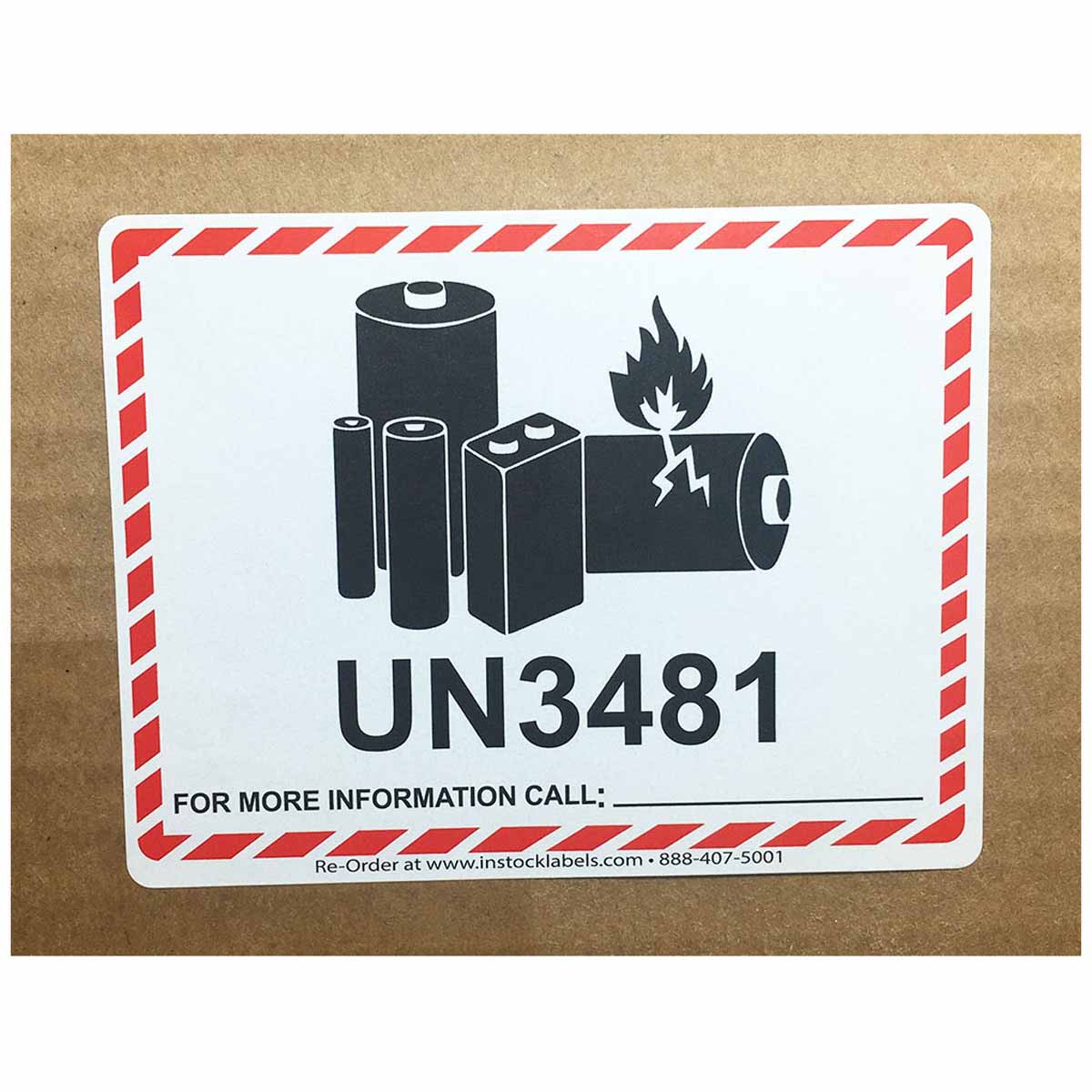 UN3481 BATTERY SHIPPING WARNING LABELS  4.5" x 5"  1000 LABELS UN 3481 