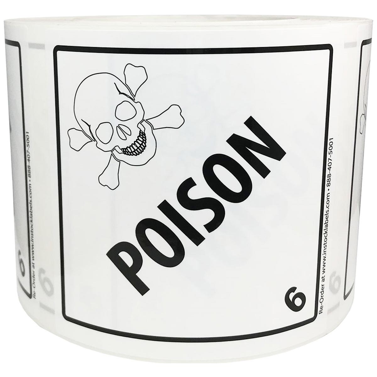 Laminated DOT Poison Stickers Class 6 4" x 4"