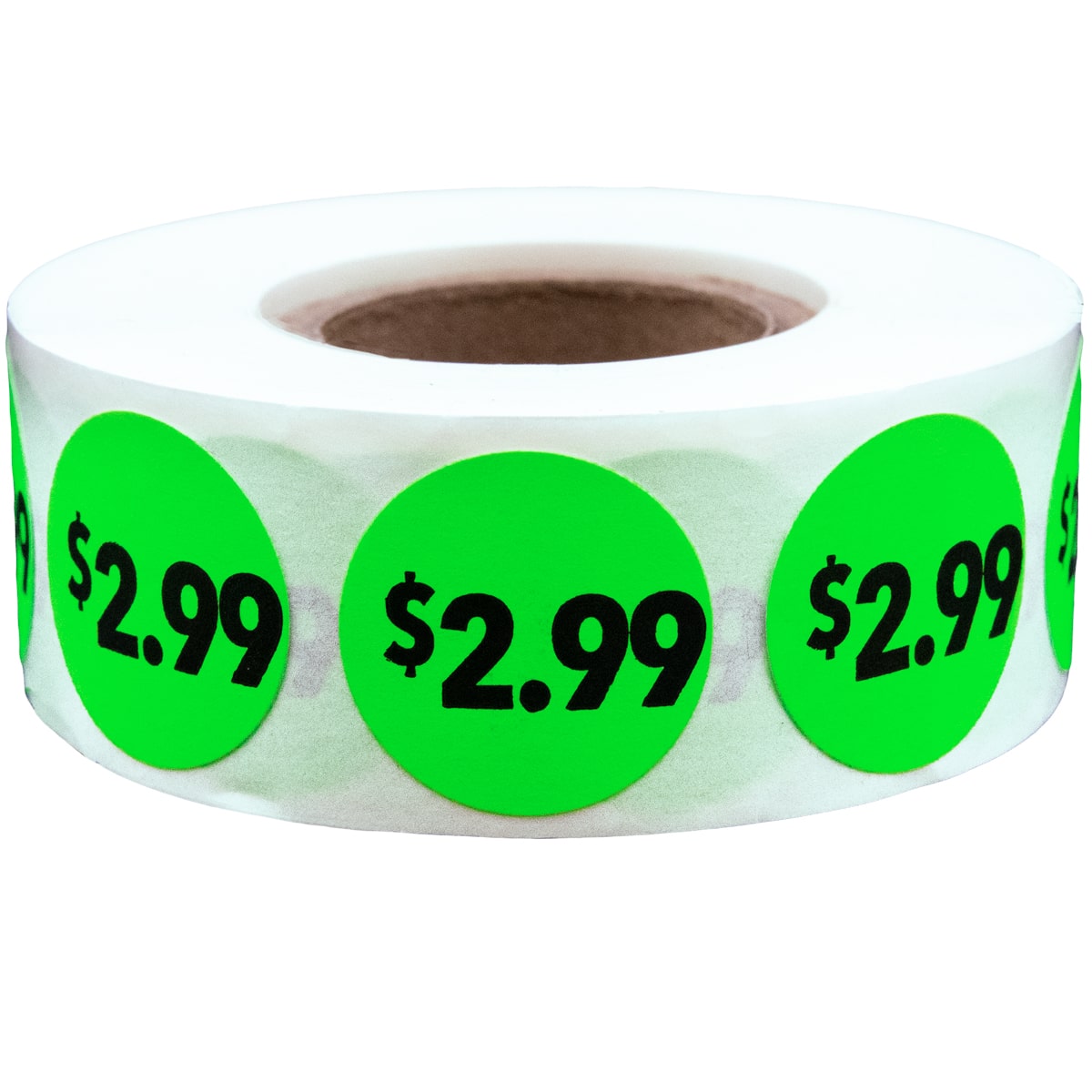 $2.99 Price Stickers Fluorescent Green 3/4" Round