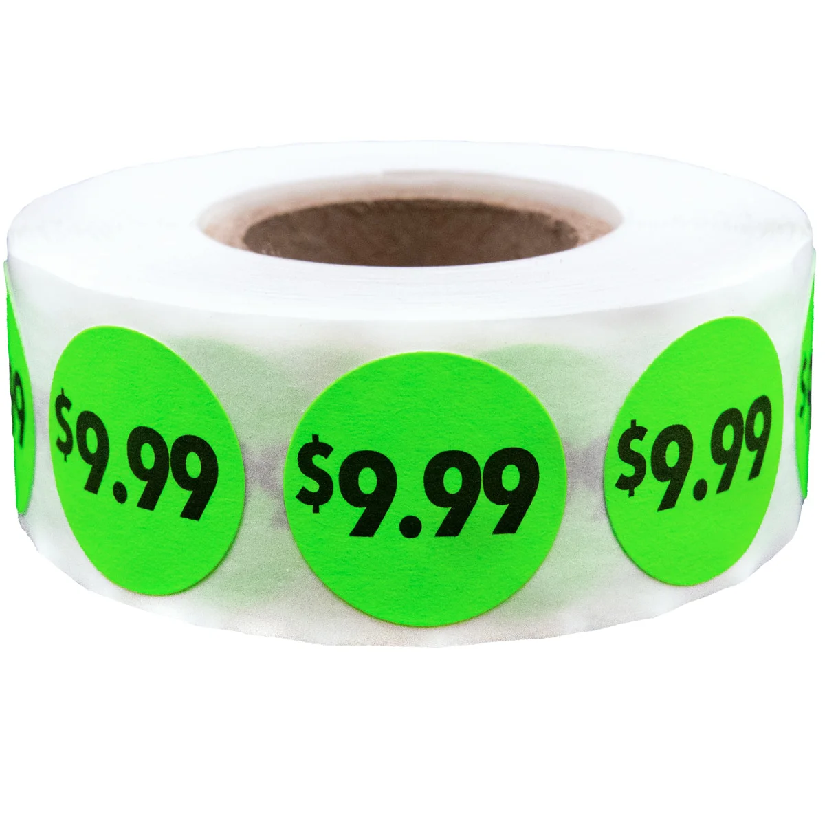 QTY 500 $9.99 Price Stickers Fluorescent Green 3/4" Round