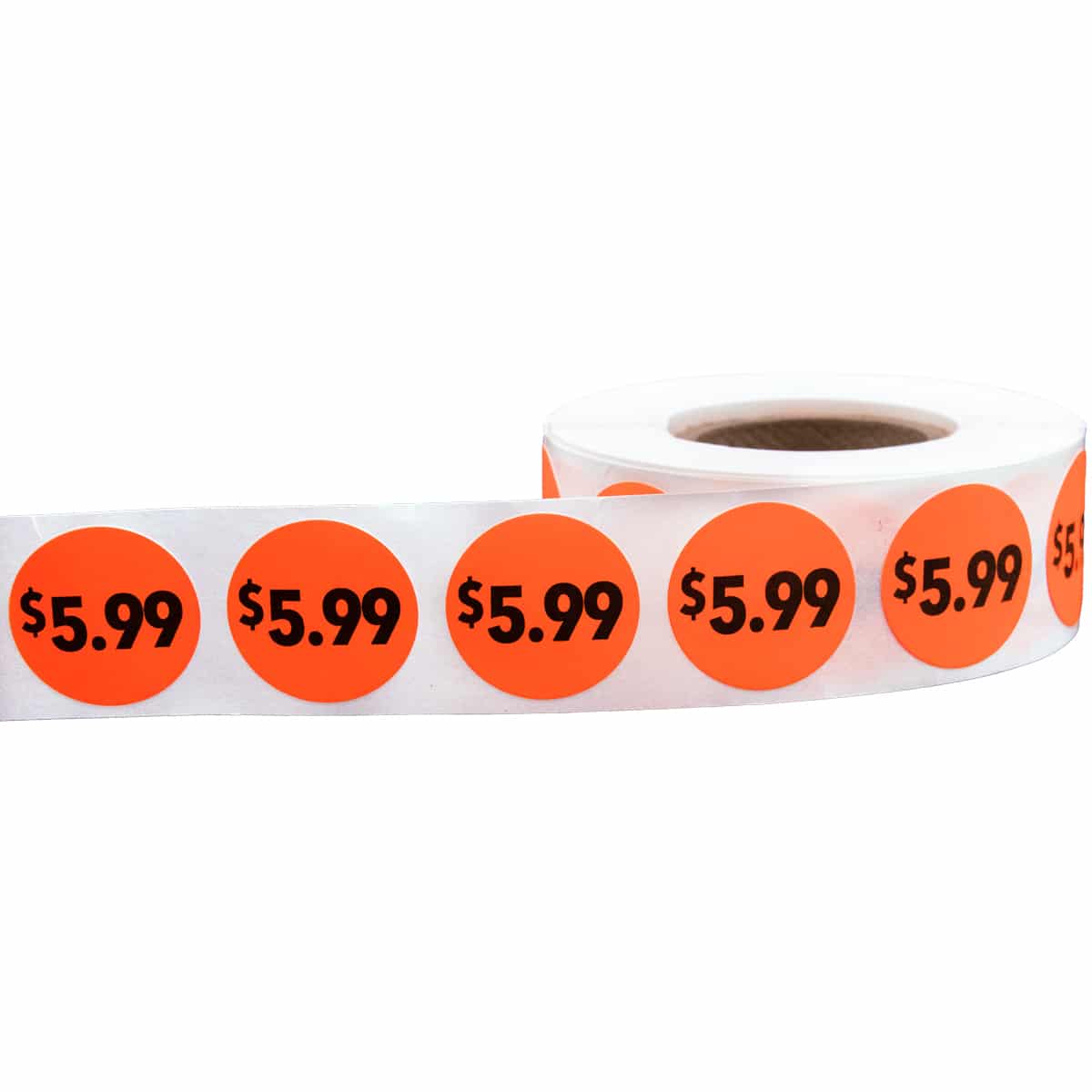 Fluorescent Red $5.99 Pricing Stickers 3/4 Round