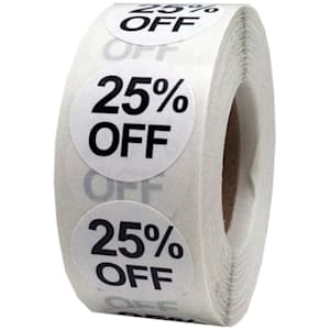 25 Percent Off Labels White 3/4"