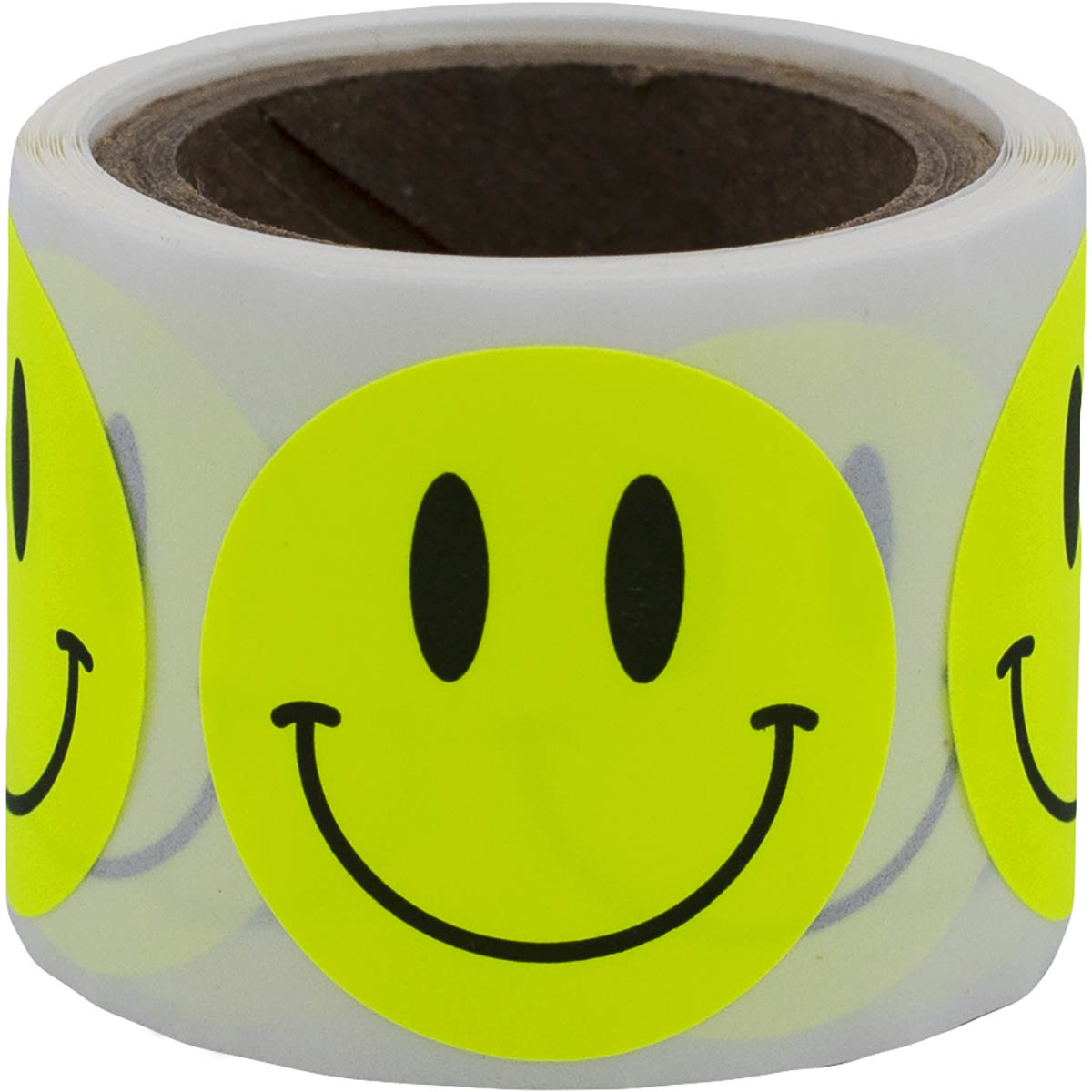 Fluorescent Red Smiley Face Stickers 3/4