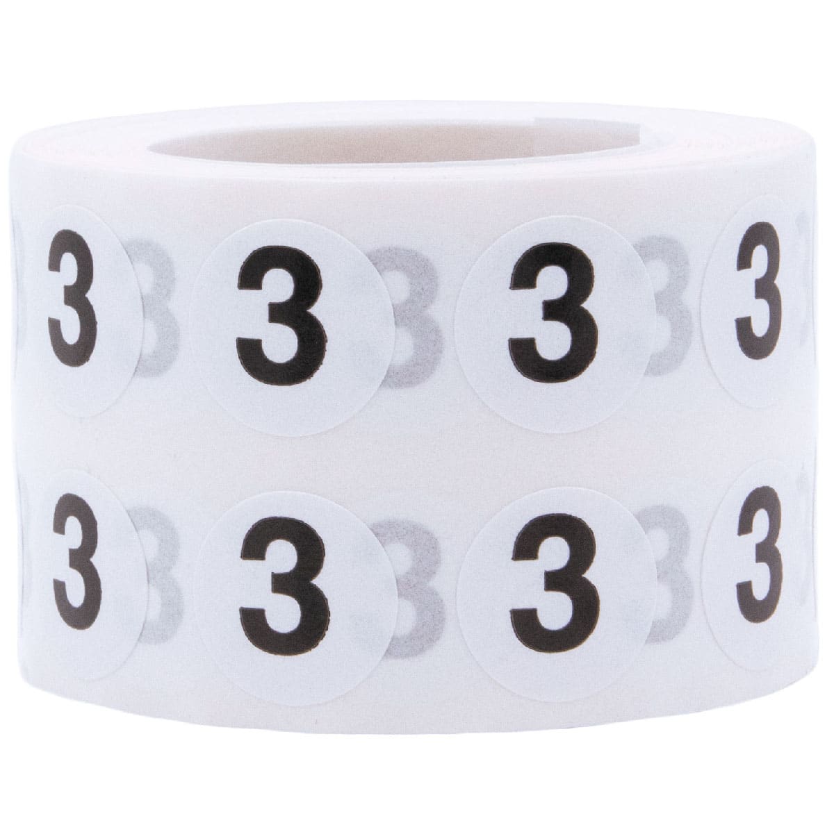 Small Number 3 Stickers 1/2 Round