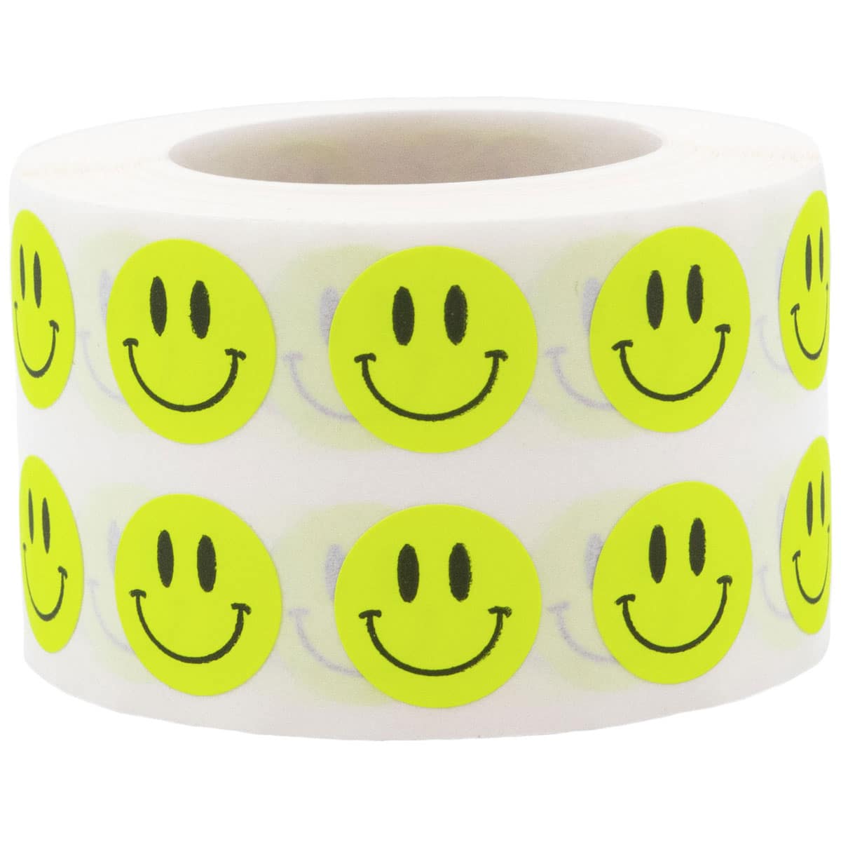 Small Fluorescent Yellow Smiley Face Stickers 1/2"