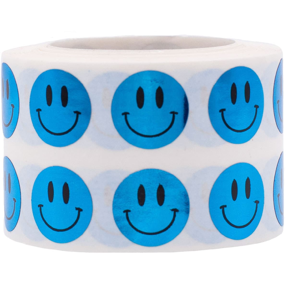 Small Metallic Blue Smiley Face Stickers 1/2