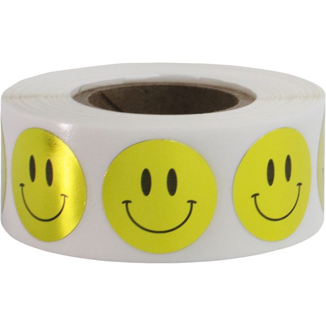 Metallic Face Sticker Metallic Gold Smiley Face Stickers 3/4
