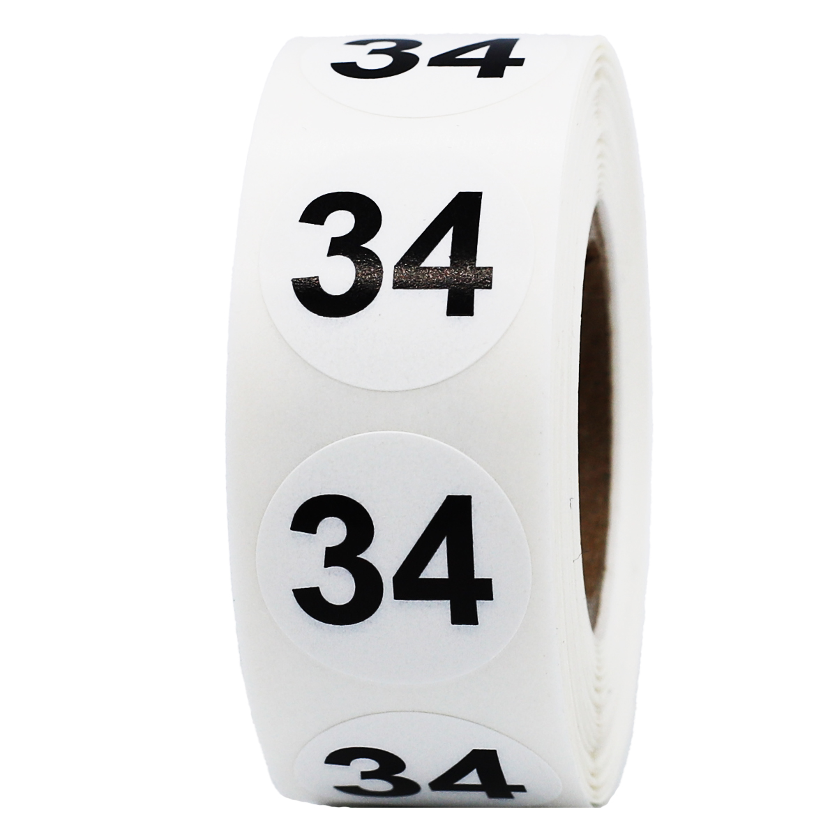 White Number 34 Stickers 3/4"