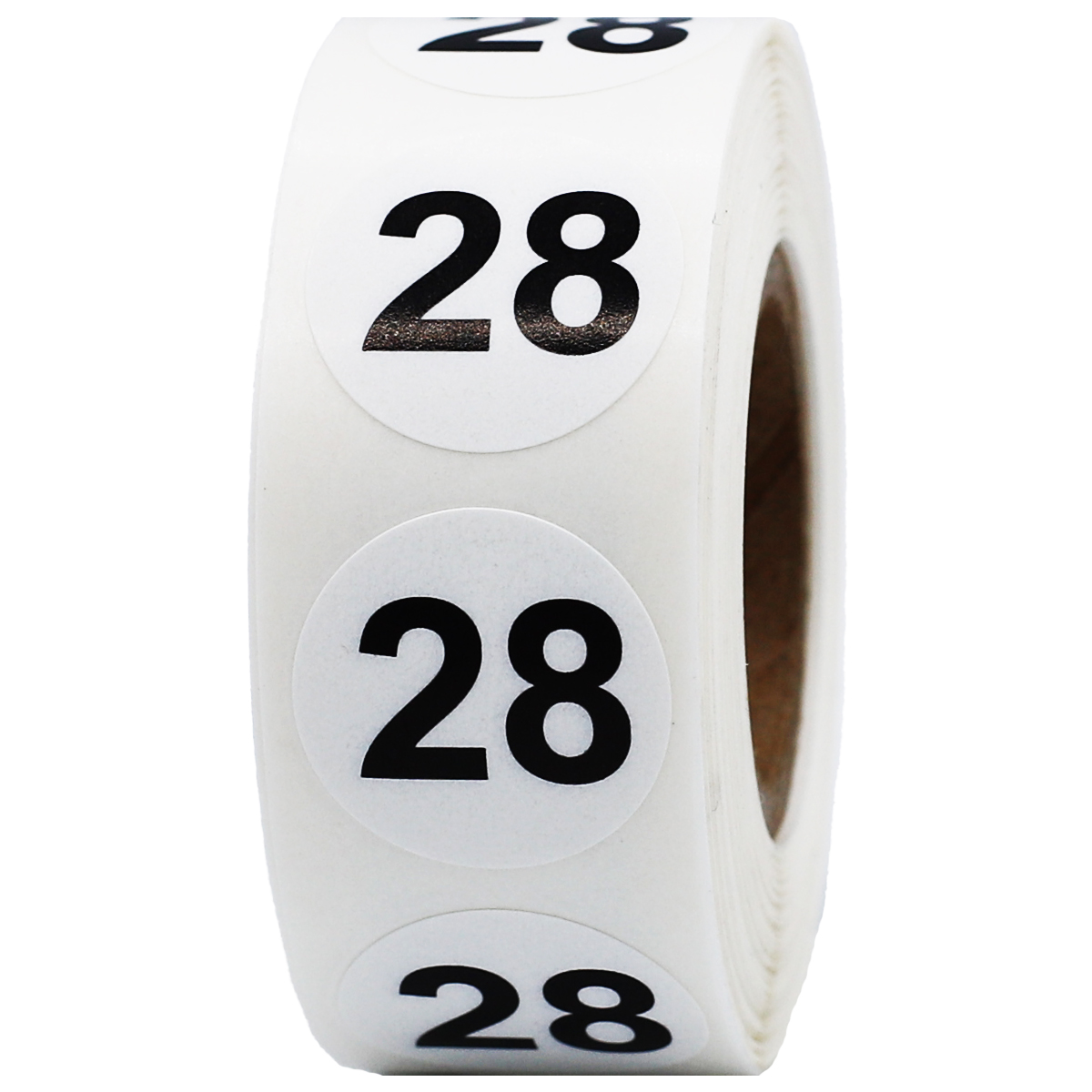 White Number 28 Stickers 3/4"