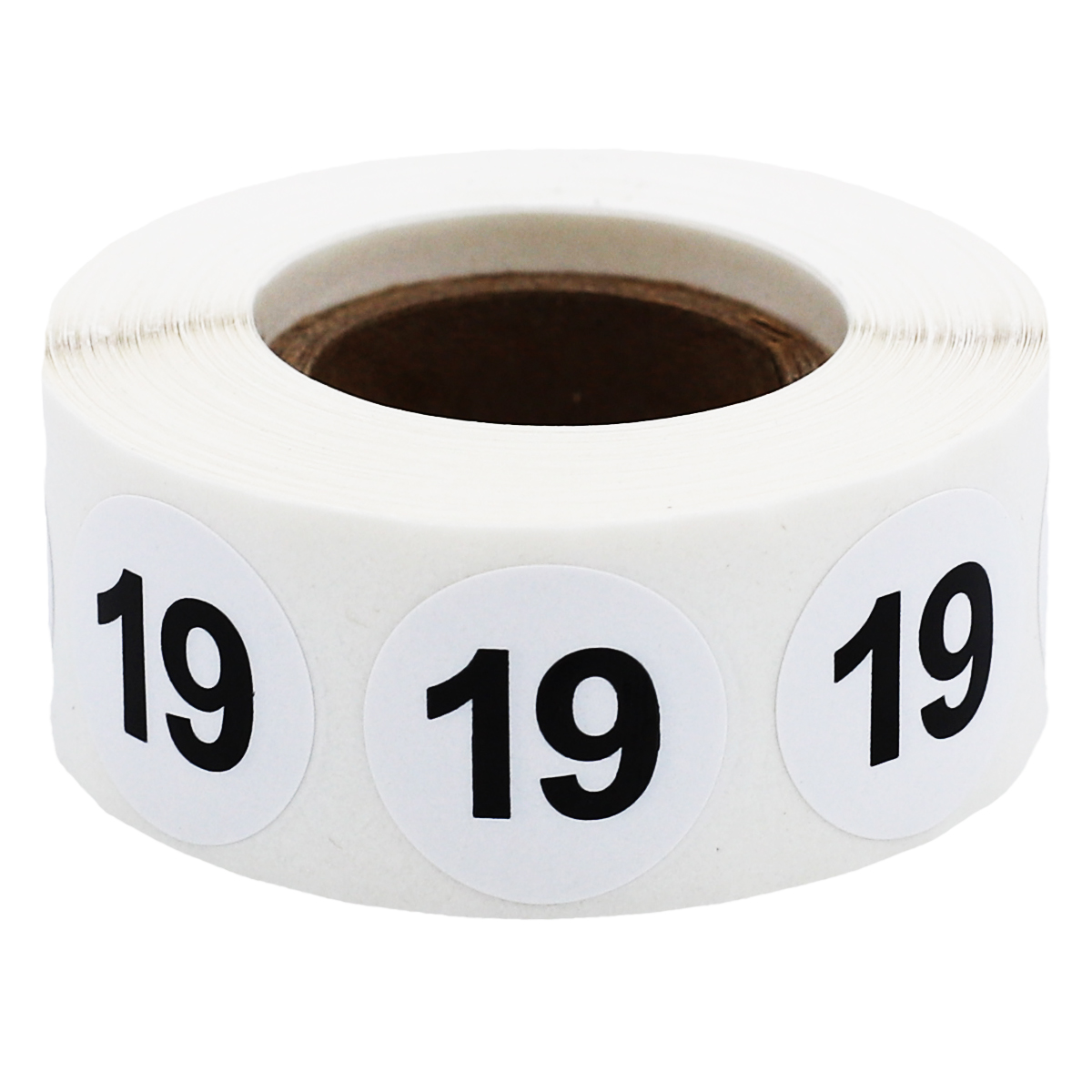 White Number 19 Stickers 3/4"